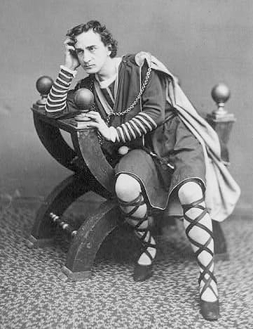 Edwin Booth posed in costume as Hamlet.