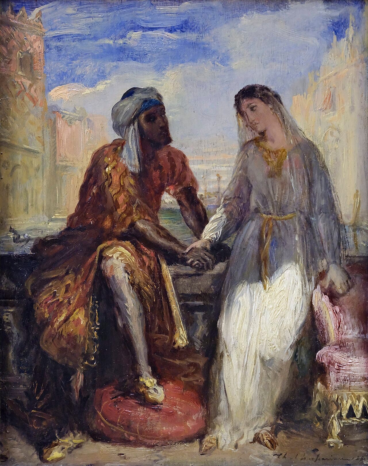 A nineteenth-century painting of Othello and Desdemona in Venice.