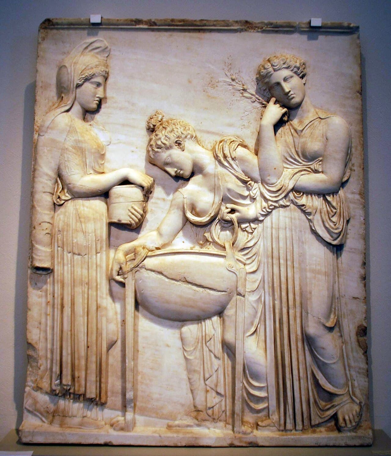 A marble relief showing Medea with the daughters of Pelias.